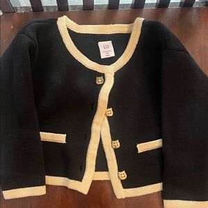 GAP Black Cardigan with Cream Accents